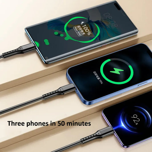 3 in 1 Data Usb Cable For Iphone Fast Charger Charging Cable For Android Phone Type C Xiaomi Huawei Samsung Charger Wire For Ipad