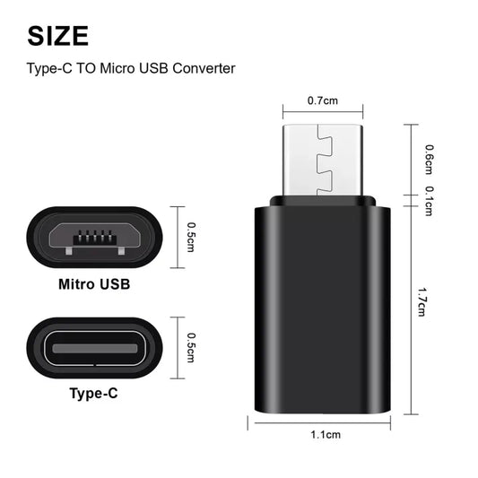 USB Type C to Micro USB Adapter, Type C Female to Micro USB Male Converter Connector Support Charge Data Sync