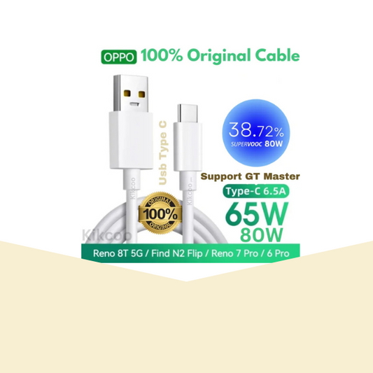 Original 100% USB Type C Vooc Cable 6.5A Super Fast Charging Cord for OPPO R17 Reno4 Ace2 Find X3 X2 Reno 6 Pro 5G 5 4 3 F19 A96 A76 A57 Mobile Phone Accessories Data Wire Type C Cable Charger USB Cable 33W 65W Vooc Data Cable Fast Charging SuperVooc